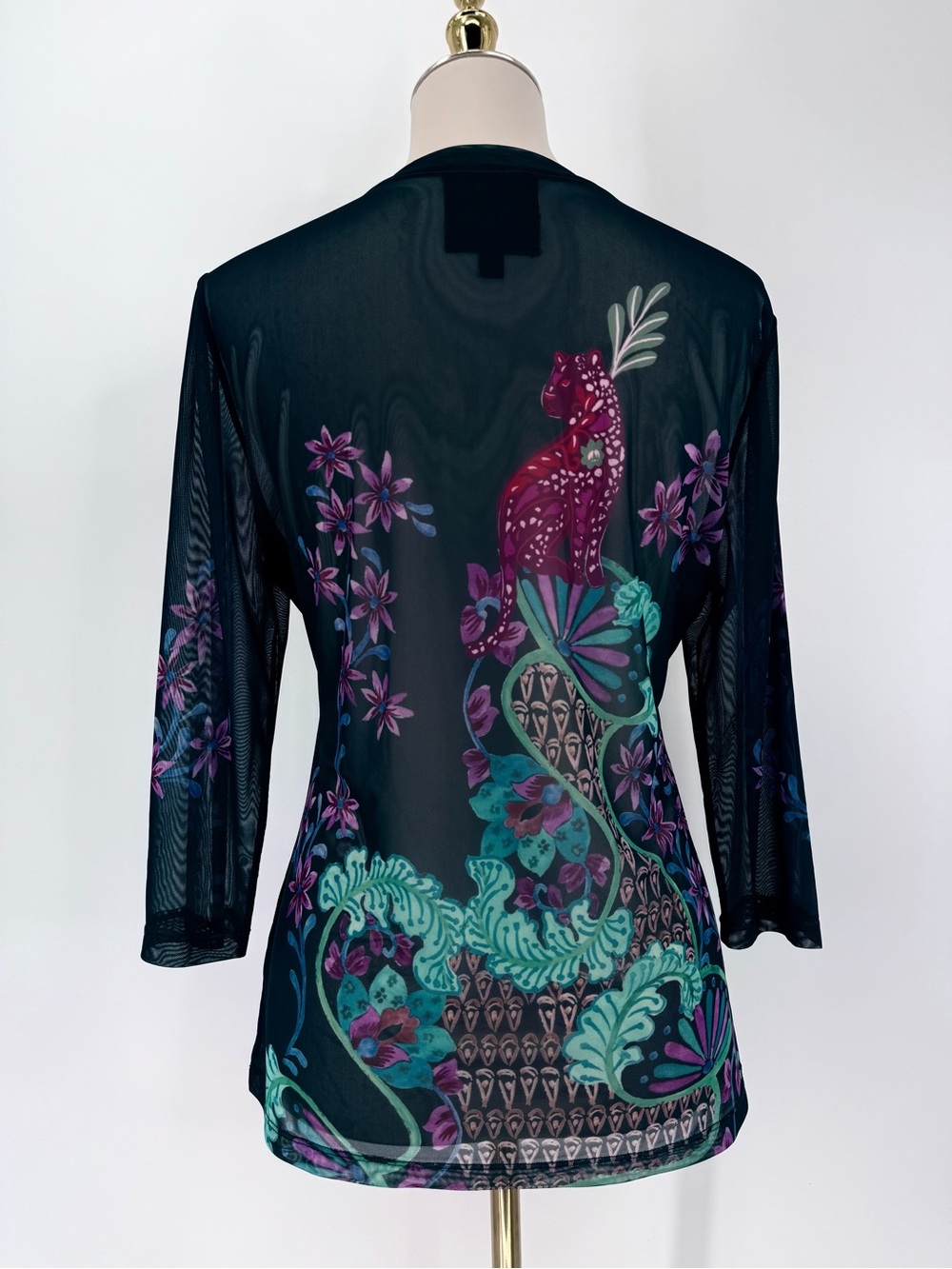 Johnny Was Jade, The Natalie 3/4 Mesh Top, Size L